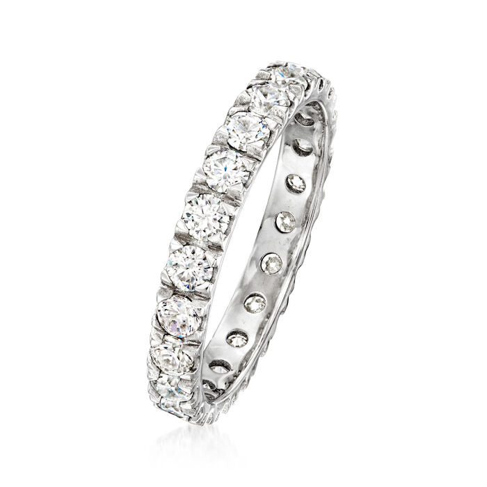1.10 ct. t.w. Moissanite Eternity Band in Sterling Silver. Size 5