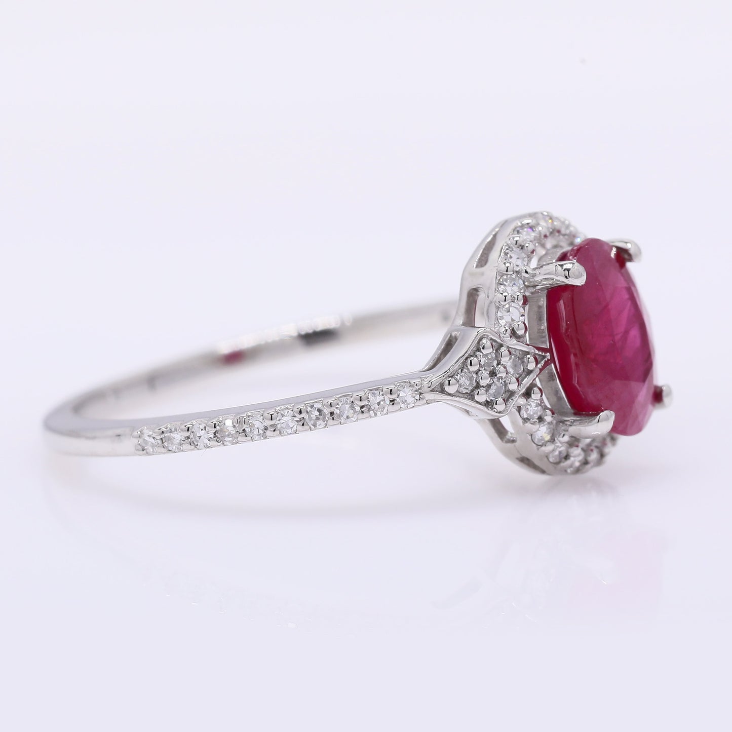 1.18 Ct Oval Mixed Cut Natural Ruby 950 Platinum Ring