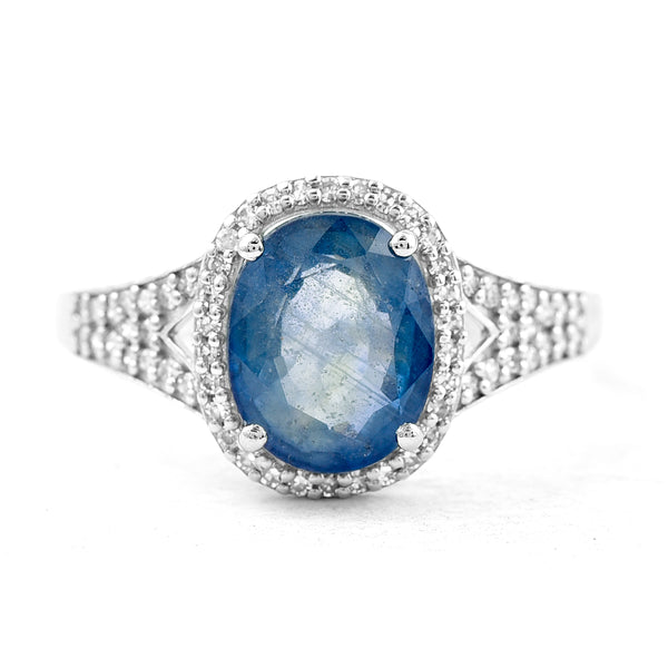 2.53 Ct Oval Mixed Cut Natural Sapphire 950 Platinum Ring