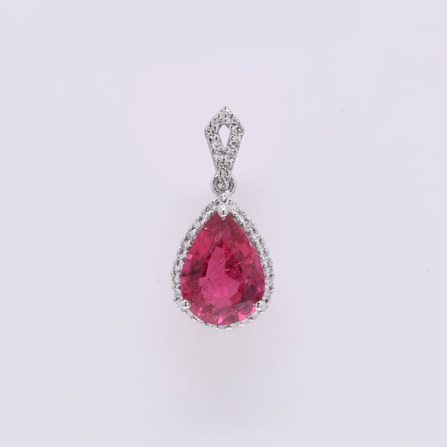 2.02 Ct Pear Mixed Cut Natural Pink Tourmaline 950 Platinum Pendant