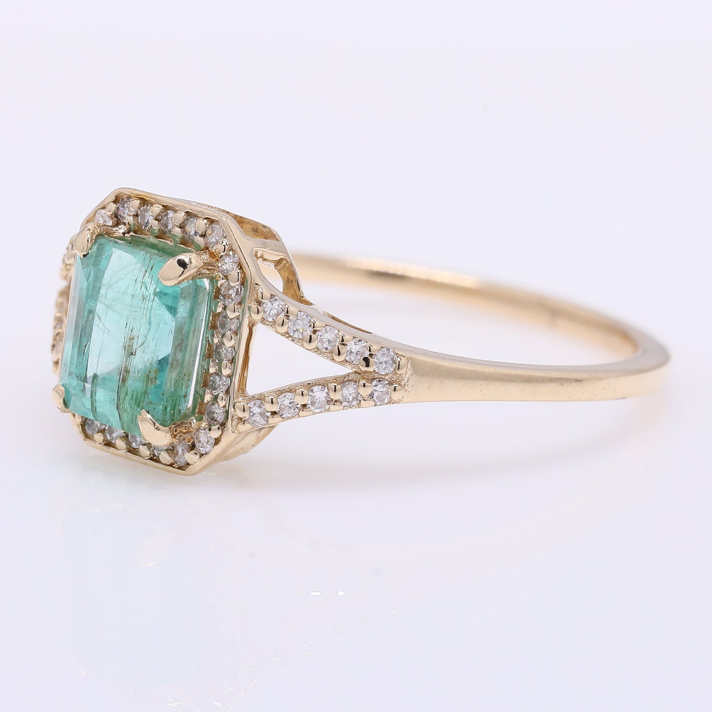 1.01 Ct Octagon Step Cut Natural Emerald 14K Gold Ring