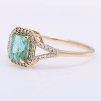 1.01 Ct Octagon Step Cut Natural Emerald 14K Gold Ring