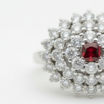 1.30 Ct Round Garnet, Cubic Zirconia 925 Sterling Silver Ring