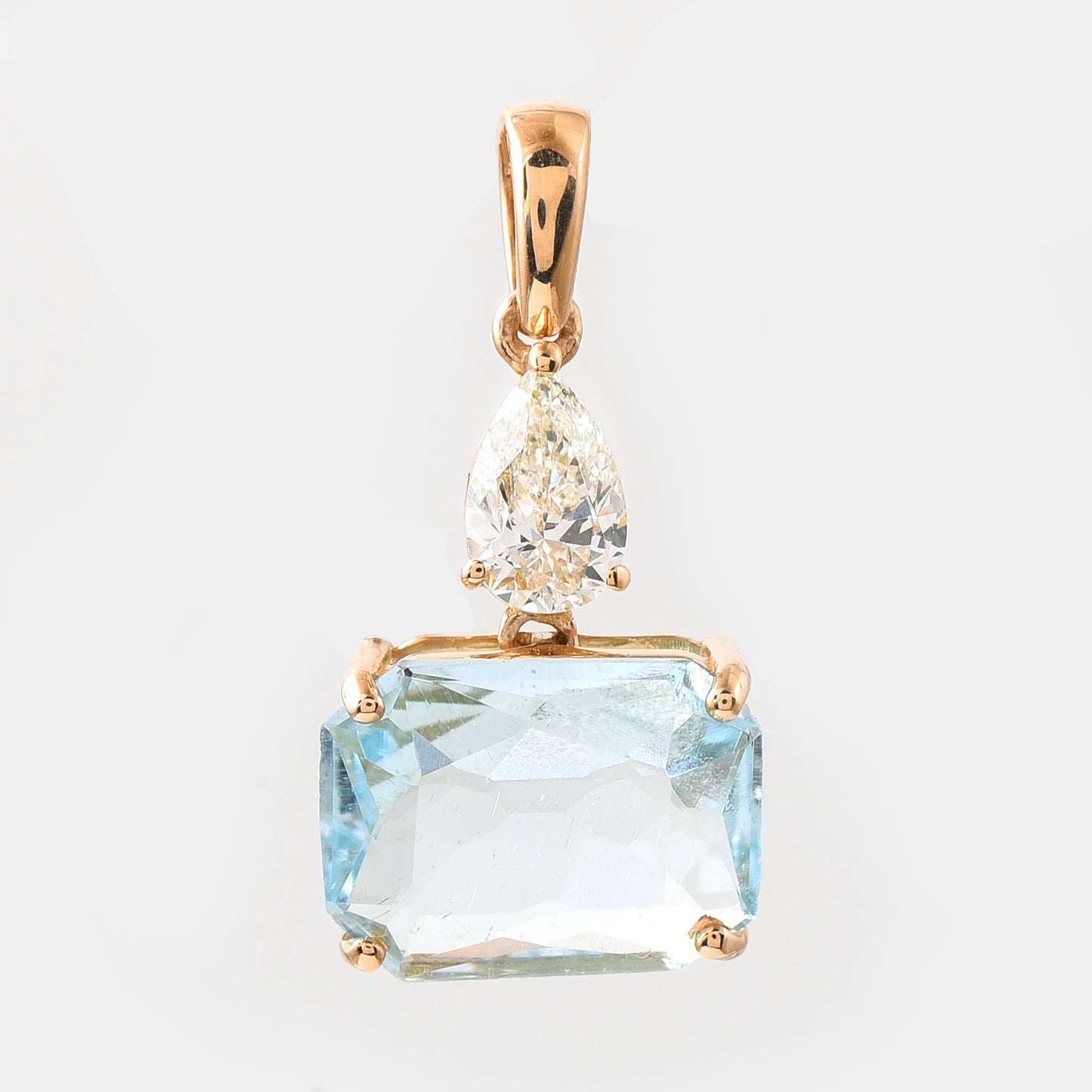 2.72 Ct Octagon Mixed Cut Natural Aquamarine 14K Gold Pendant