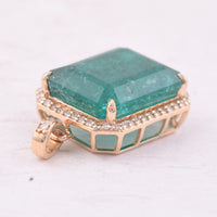 7.57 Ct Octagon Step Cut Natural Emerald 14K Gold Pendant