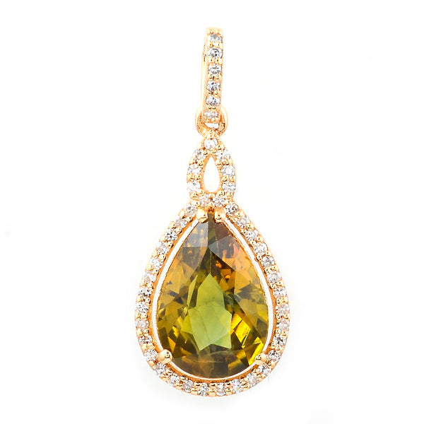 2.58 Ct Pear Mixed Cut Natural Yellow Sapphire 14K Gold Pendant