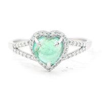 1.30 Ct Heart Cabochon Natural Emerald 950 Platinum Ring