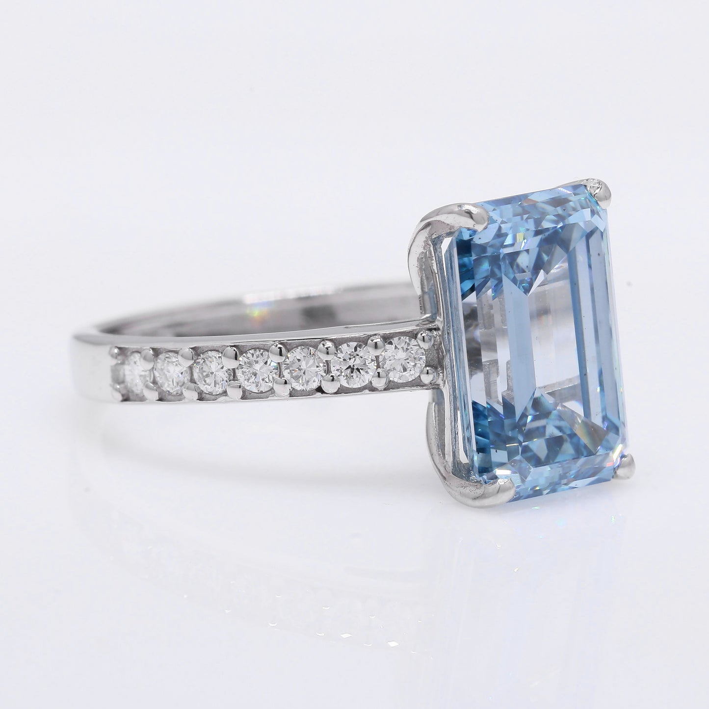5.14 Ct Emerald Cut Lab Grown Diamond 950 Platinum Ring