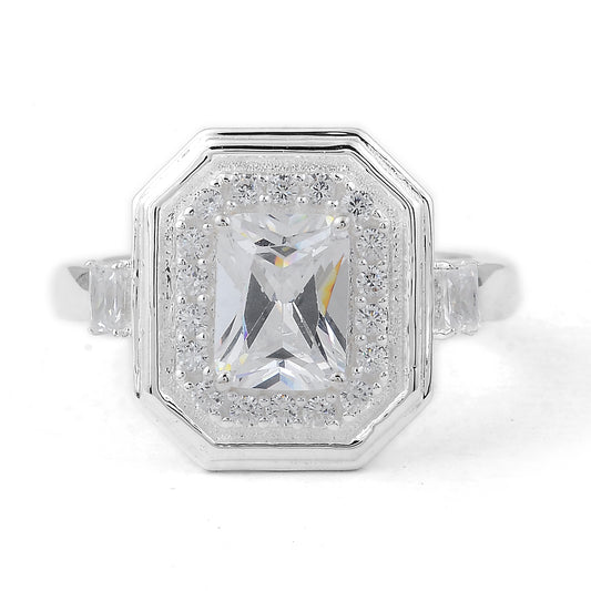 3.40 Ct Octagon Cubic Zirconia 925 Sterling Silver Ring