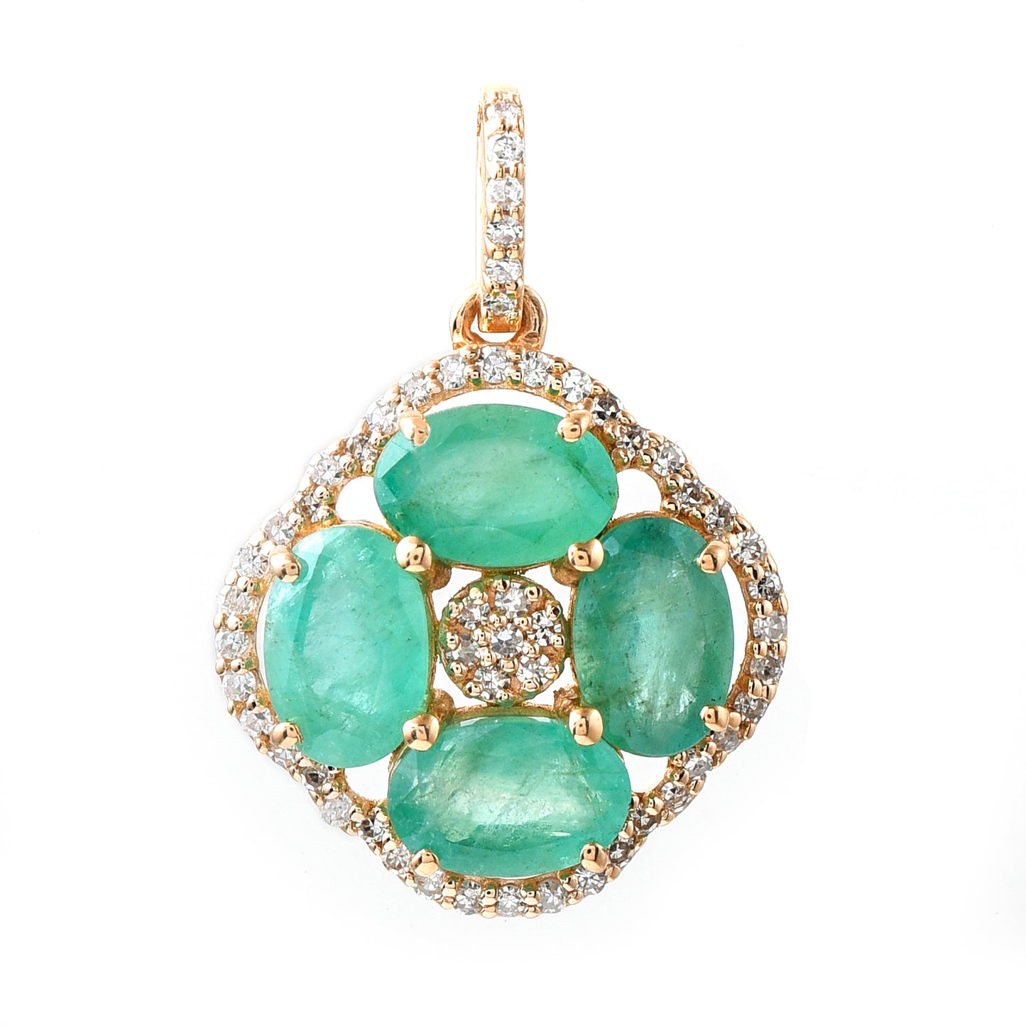 2.05 Ct Oval Mixed Cut Natural Emerald 14K Gold Pendant
