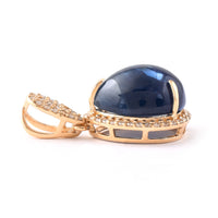 5.97 Ct Pear Cabochon Natural Sapphire 14K Gold Pendant
