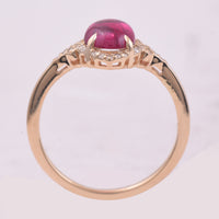 1.24 Ct Oval Cabochon Cut Natural Pink Tourmaline 14K Gold Ring