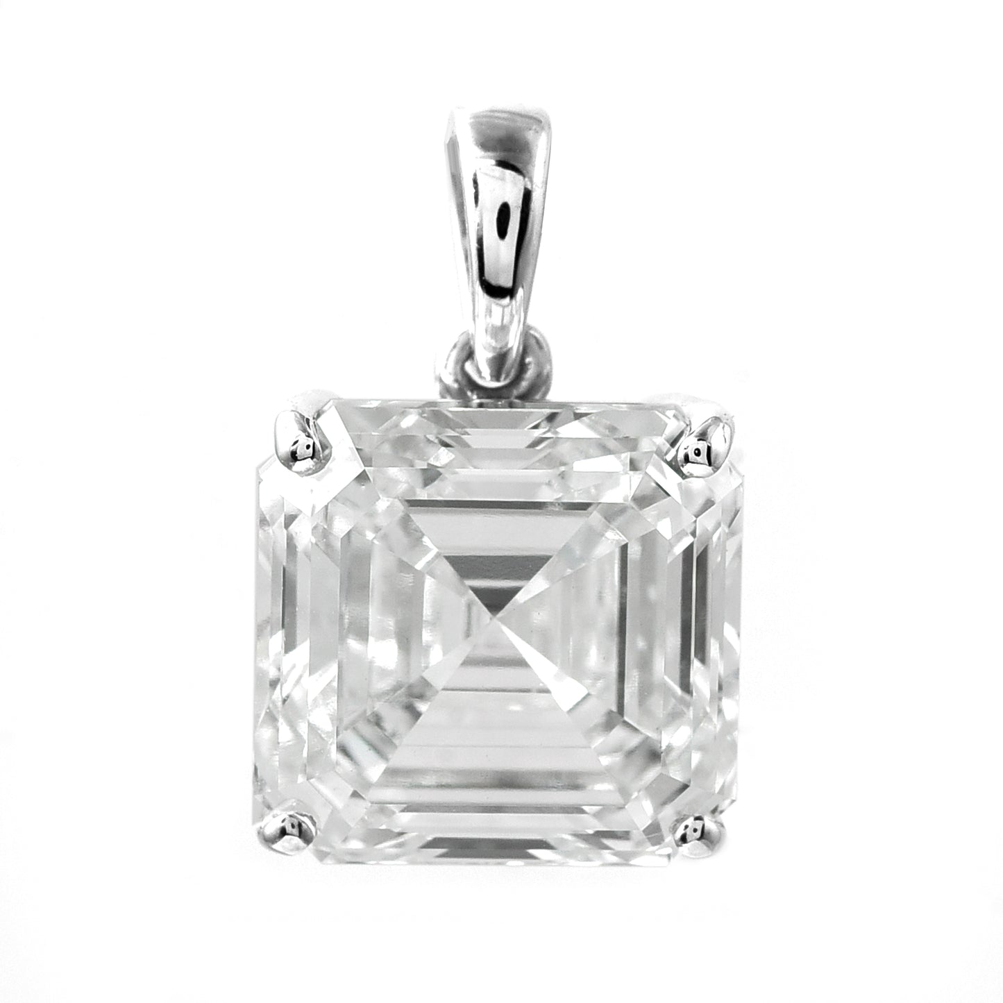 4.72 Ct Square Emerald Cut Lab Grown Diamond 14K Gold Pendant