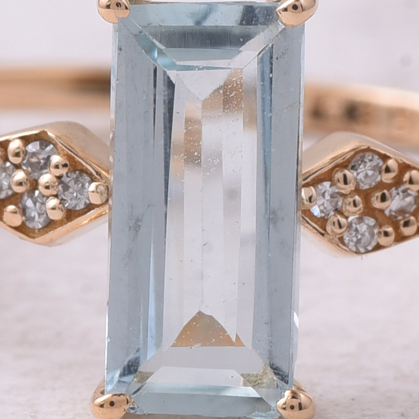 1.01 Ct Rectangle Step Cut Natural Aquamarine 14K Gold Ring