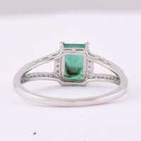 1.14 Ct Octagon Step Cut Natural Emerald 950 Platinum Ring