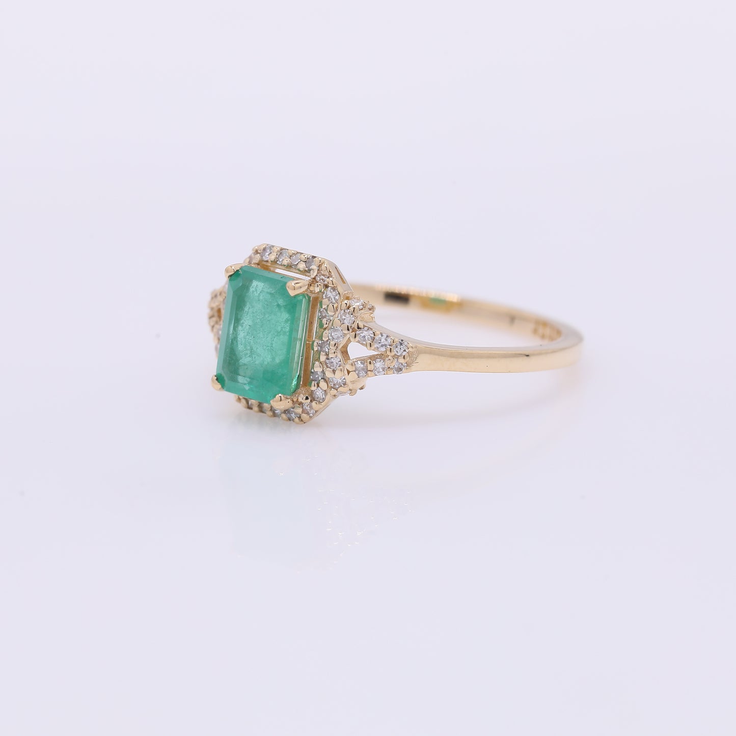 1.16 Ct Octagon Step Cut Natural Emerald 14K Gold Ring