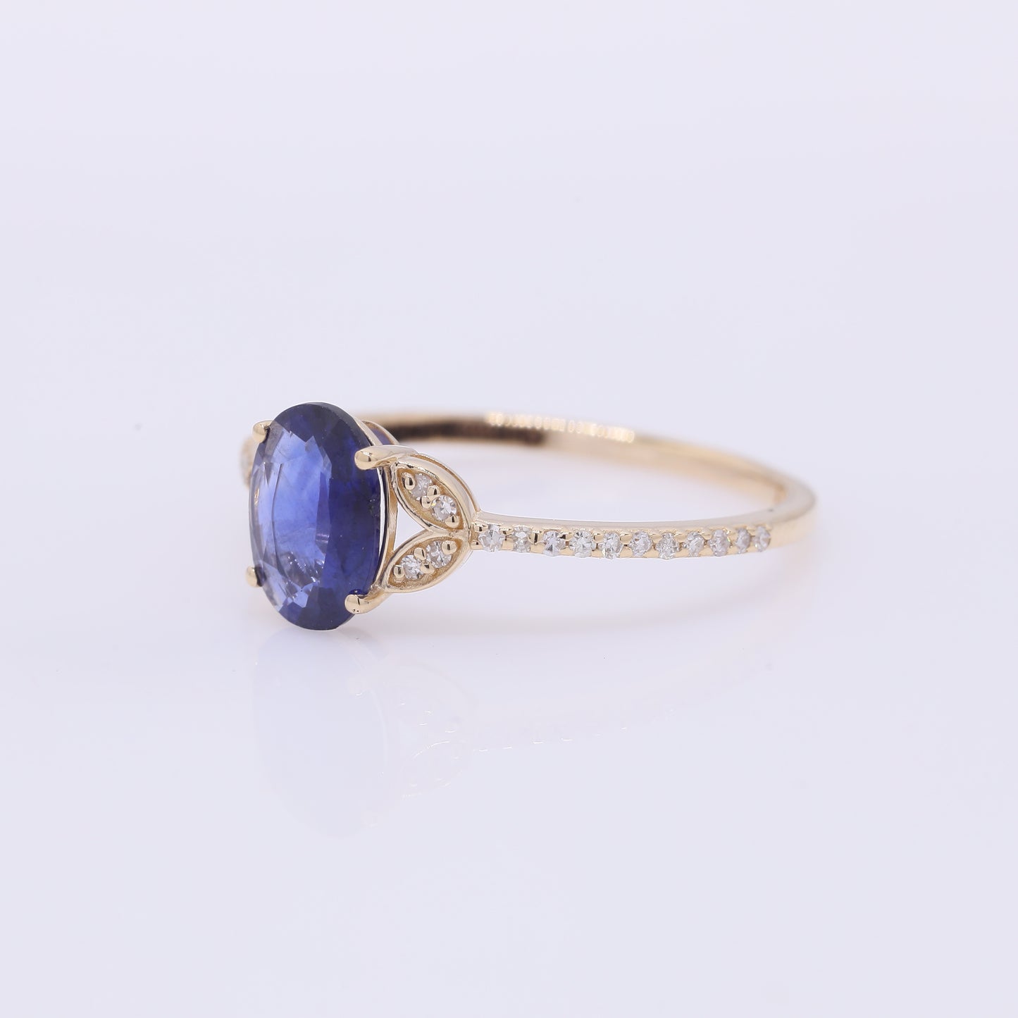 1.13 Ct Oval Mixed Cut Natural Sapphire 14K Gold Ring