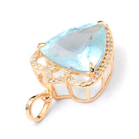 4.06 Ct Triangle Mixed Cut Natural Aquamarine 14K Gold Pendant