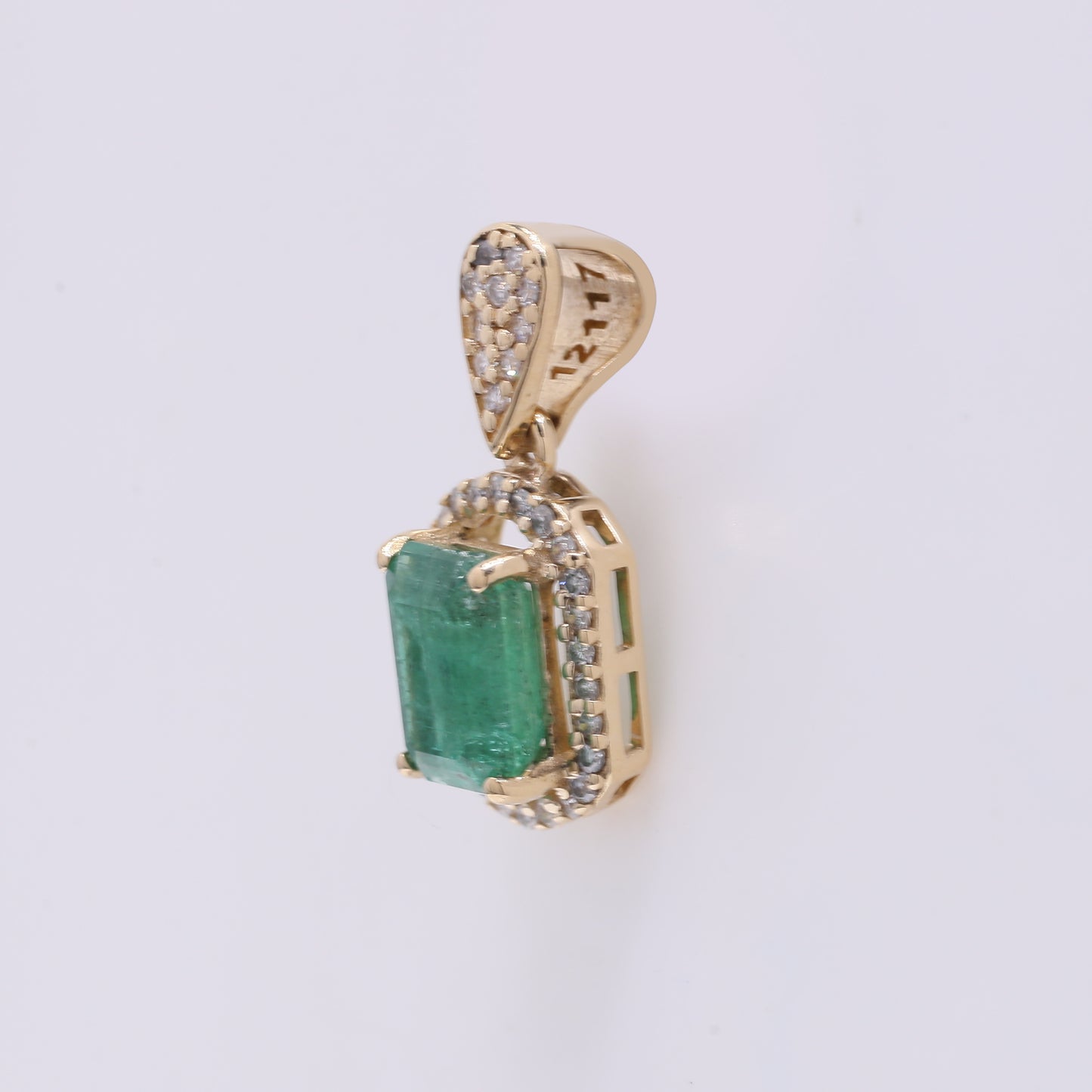 1.13 Ct Octagon Step Cut Natural Emerald 14K Gold Pendant
