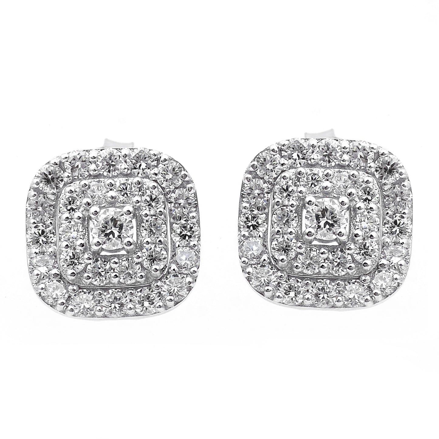 1.64 Ct Round Lab Grown Diamond 925 Sterling Silver Earrings