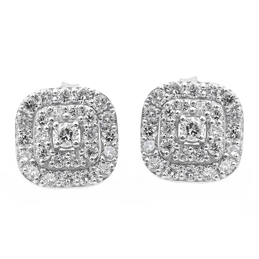 1.64 Ct Round Lab Grown Diamond 925 Sterling Silver Earrings