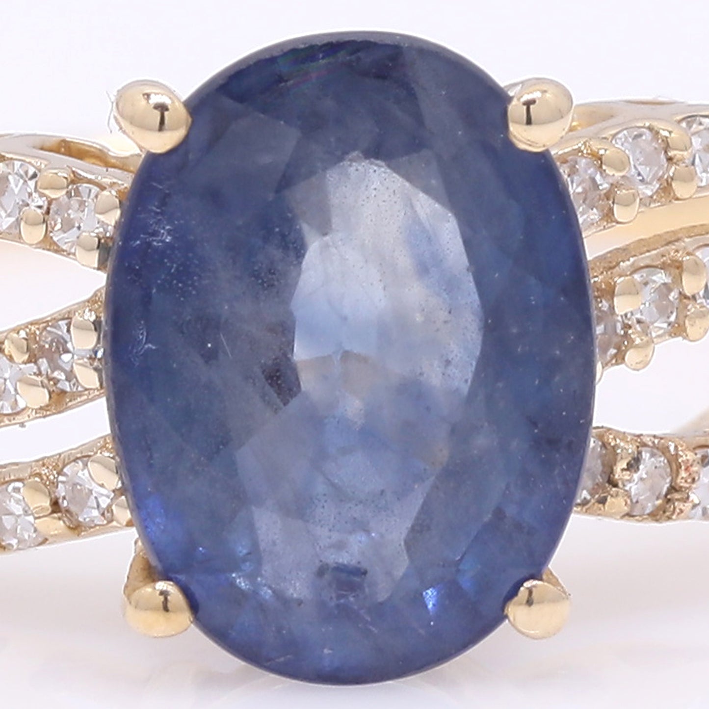2.04 Ct Oval Mixed Cut Natural Sapphire 14K Gold Ring