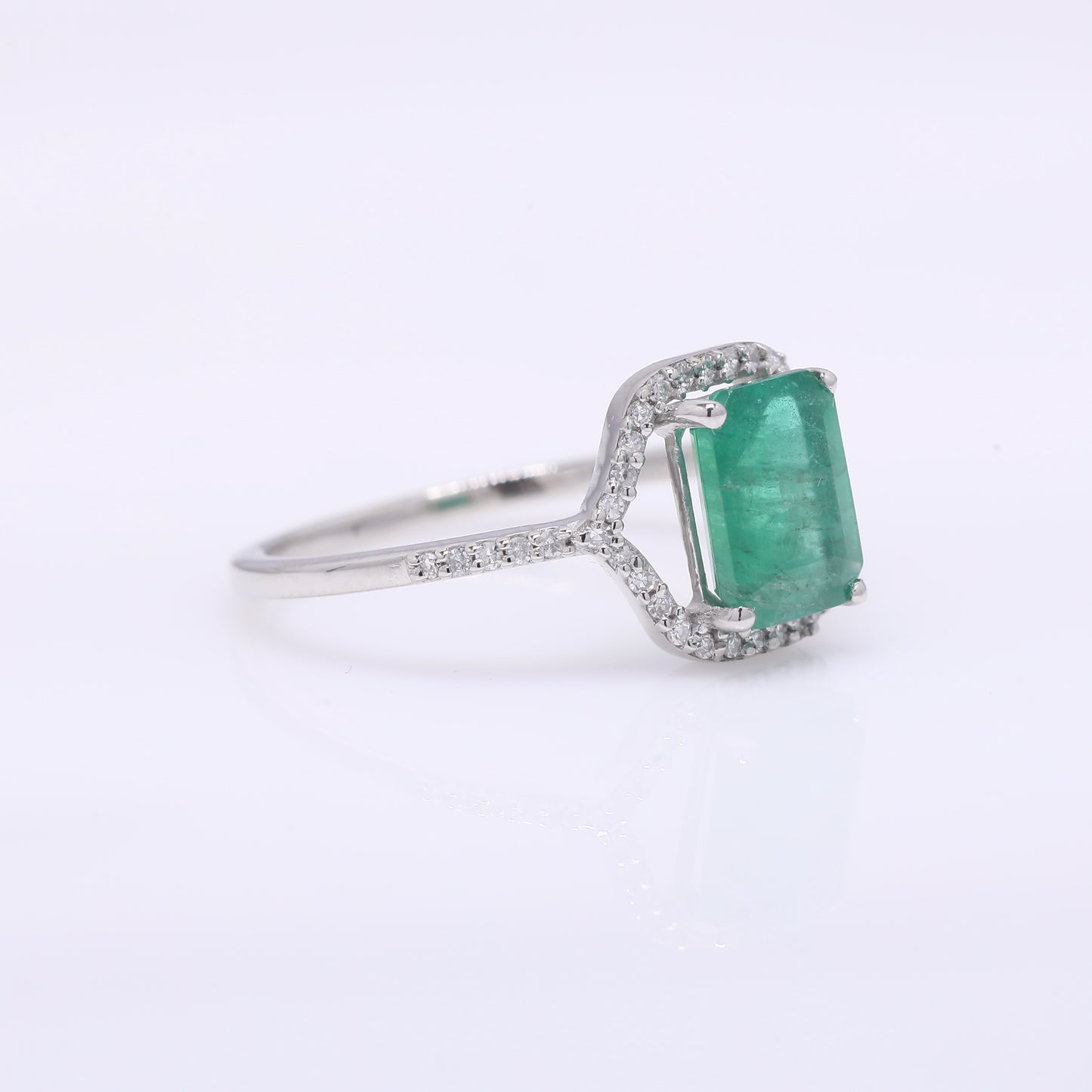 1.56 Ct Octagon Step Cut Natural Emerald 950 Platinum Ring