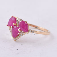 2.00 Ct Pear Natural Ruby 14K Gold Ring