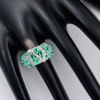 1.90 Ct Marquise Mixed Cut, Round Mixed Cut, Pear Mixed Cut Natural Emerald 950 Platinum Ring
