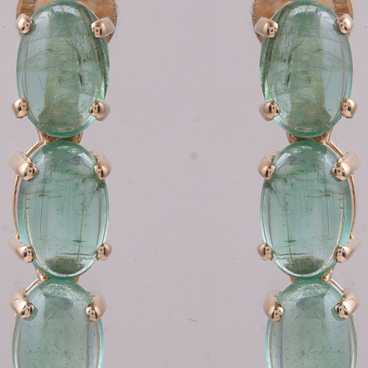 2.75 Ct Oval Cabochon Cut Natural Emerald 14K Gold Earrings