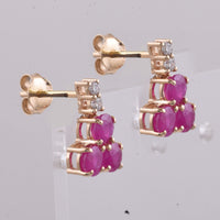 2.44 Ct Round Natural Ruby 14K Gold Earrings