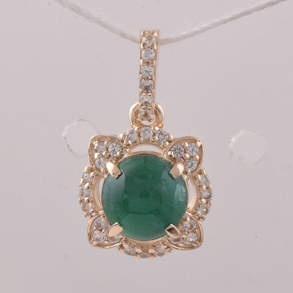 1.07 Ct Round Emerald 9K Gold Pendant