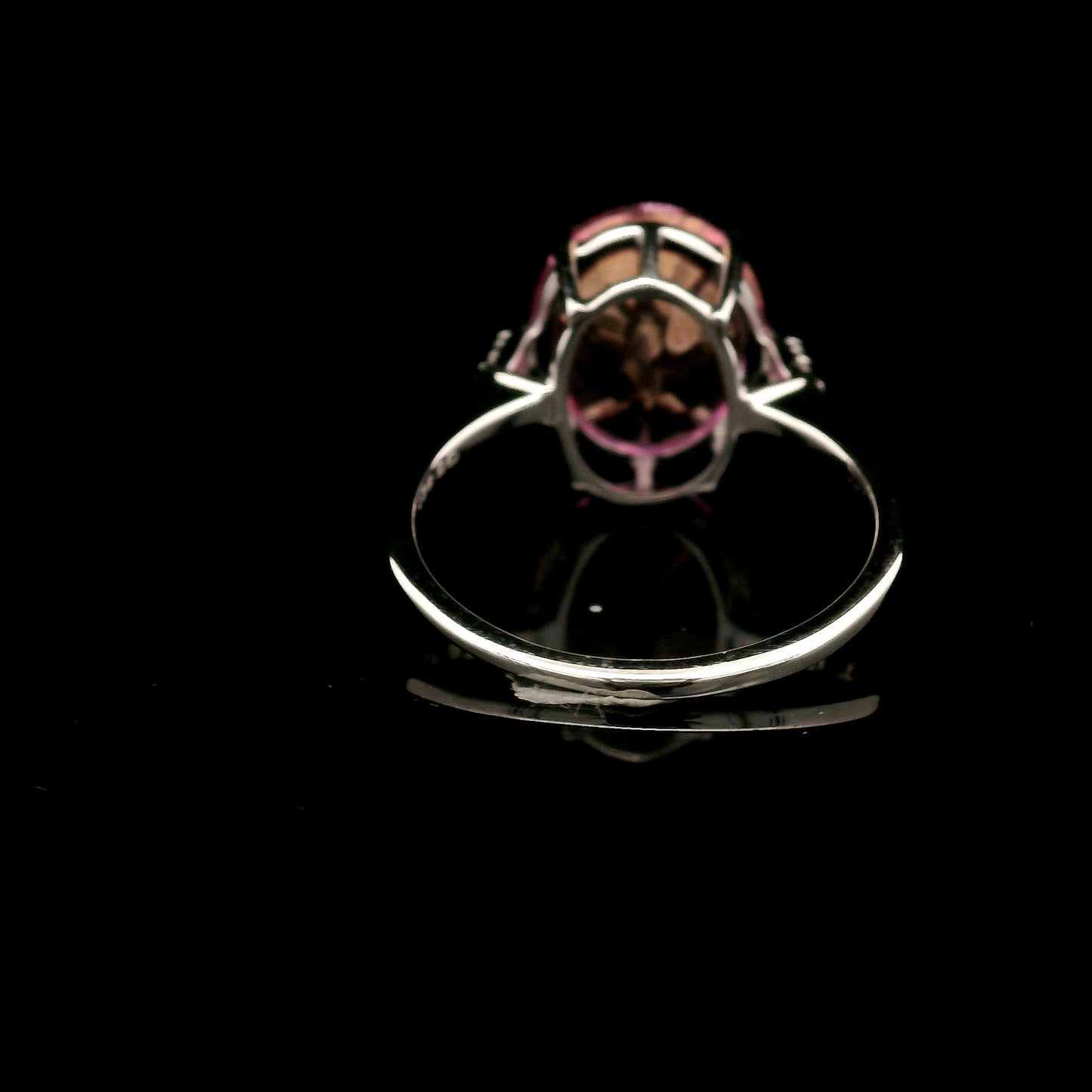 5.10 Ct Oval Pink Topaz, White Zircon 925 Sterling Silver Ring