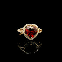 2.38 Ct Heart Mixed Cut Natural Garnet 14K Gold Ring