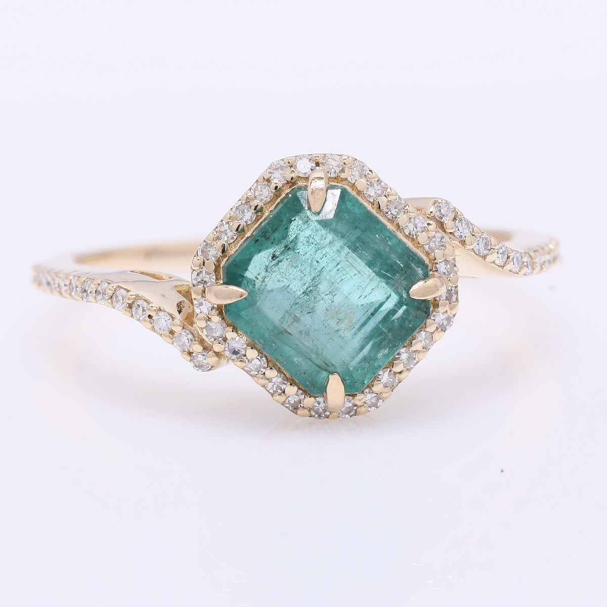 1.79 Ct Octagon Step Cut Natural Emerald 14K Gold Ring