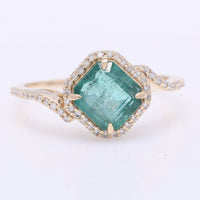 1.79 Ct Octagon Step Cut Natural Emerald 14K Gold Ring