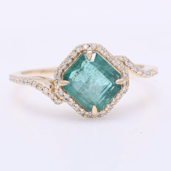 1.79 Ct Octagon Step Cut Natural Emerald 14K Gold Ring