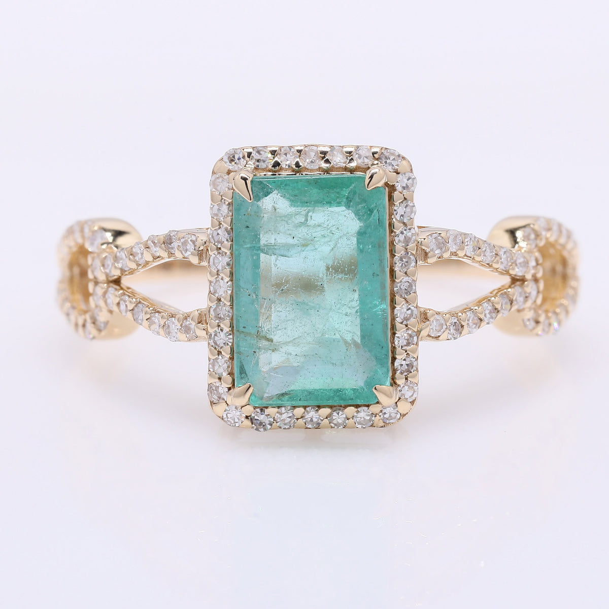 1.98 Ct Octagon Step Cut Natural Emerald 14K Gold Ring