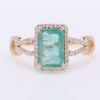 1.98 Ct Octagon Step Cut Natural Emerald 14K Gold Ring