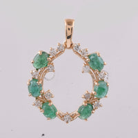 1.27 Ct Oval Cabochon Cut Natural Emerald 14K Gold Pendant