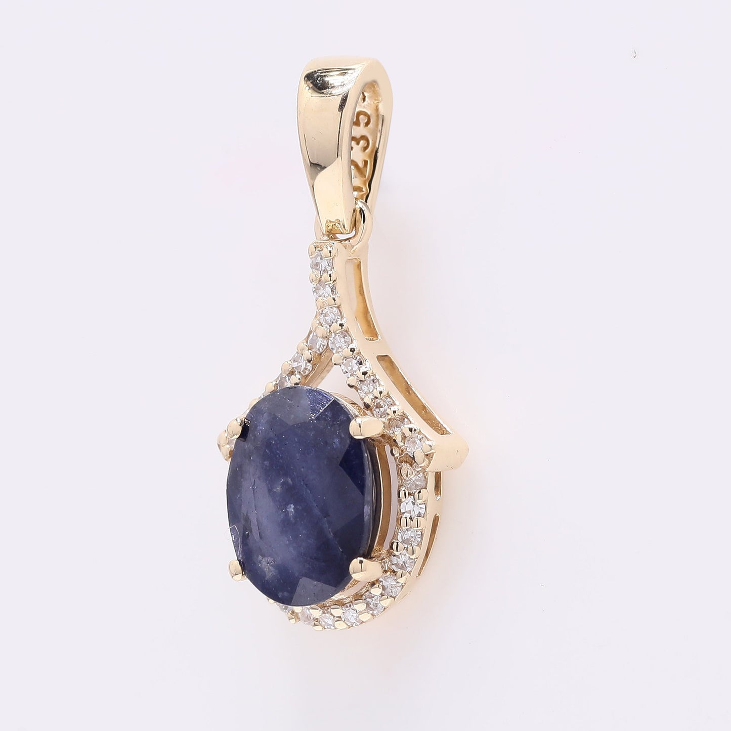 1.76 Ct Oval Mixed Cut Natural Sapphire 14K Gold Pendant
