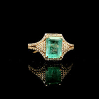 1.86 Ct Octagon Step Cut Natural Emerald 14K Gold Ring