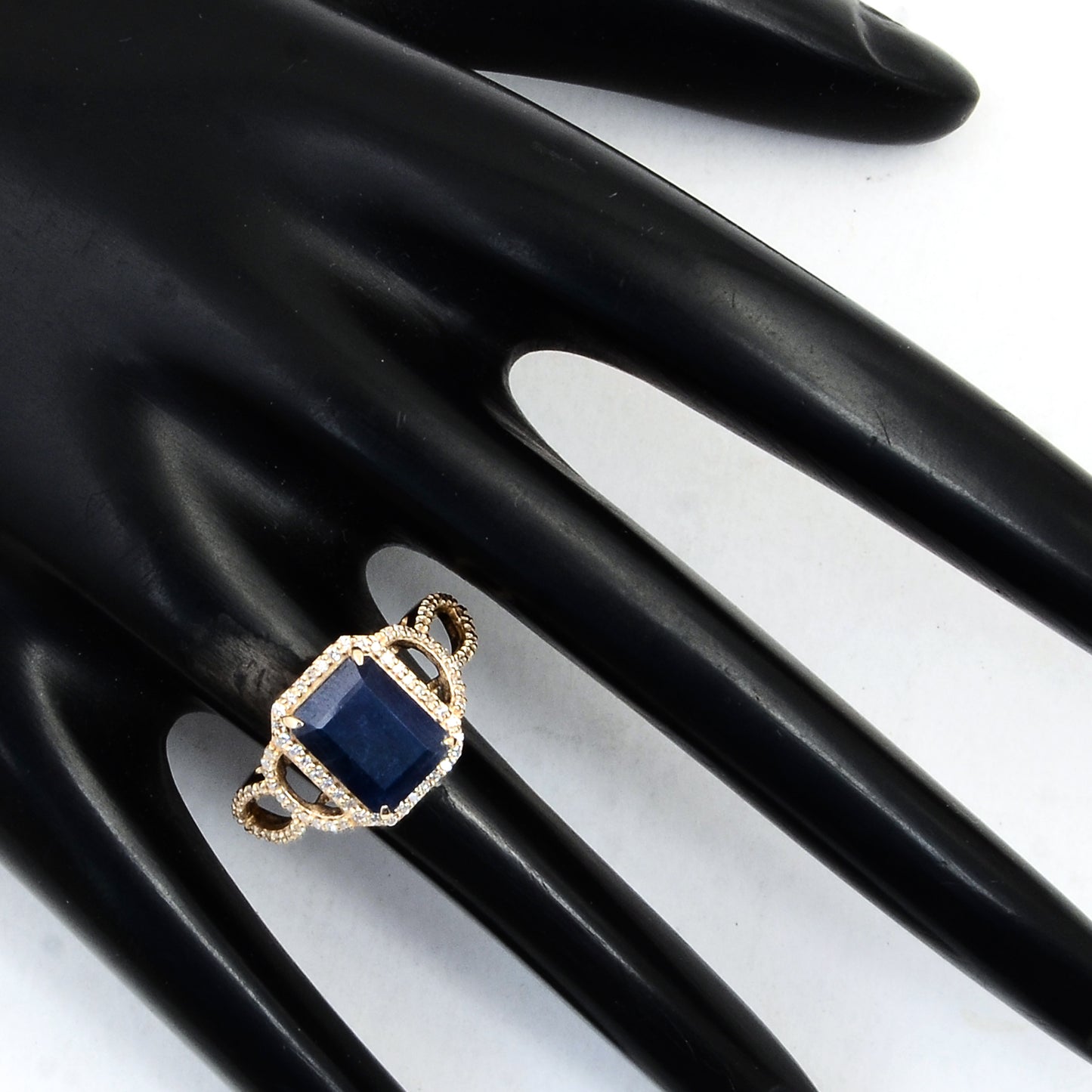 3.82 Ct Emerald Cut Natural Corundum Sapphire 14K Gold Ring