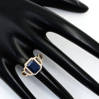 3.82 Ct Emerald Cut Natural Corundum Sapphire 14K Gold Ring