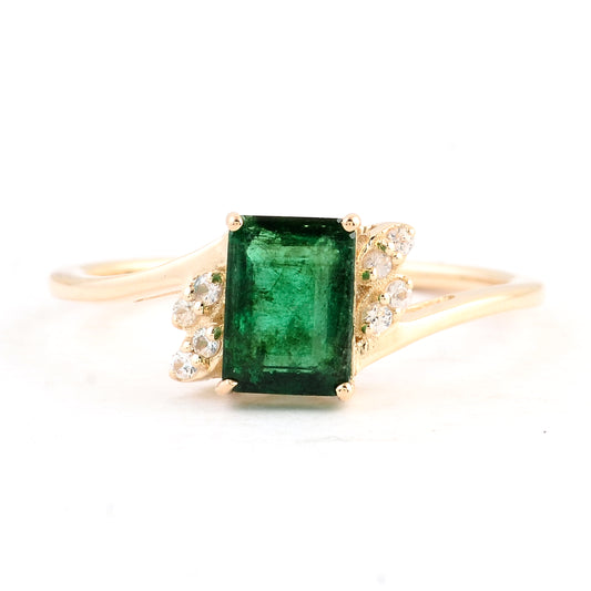 1.18 Ct Octagon Emerald 14K Gold Ring
