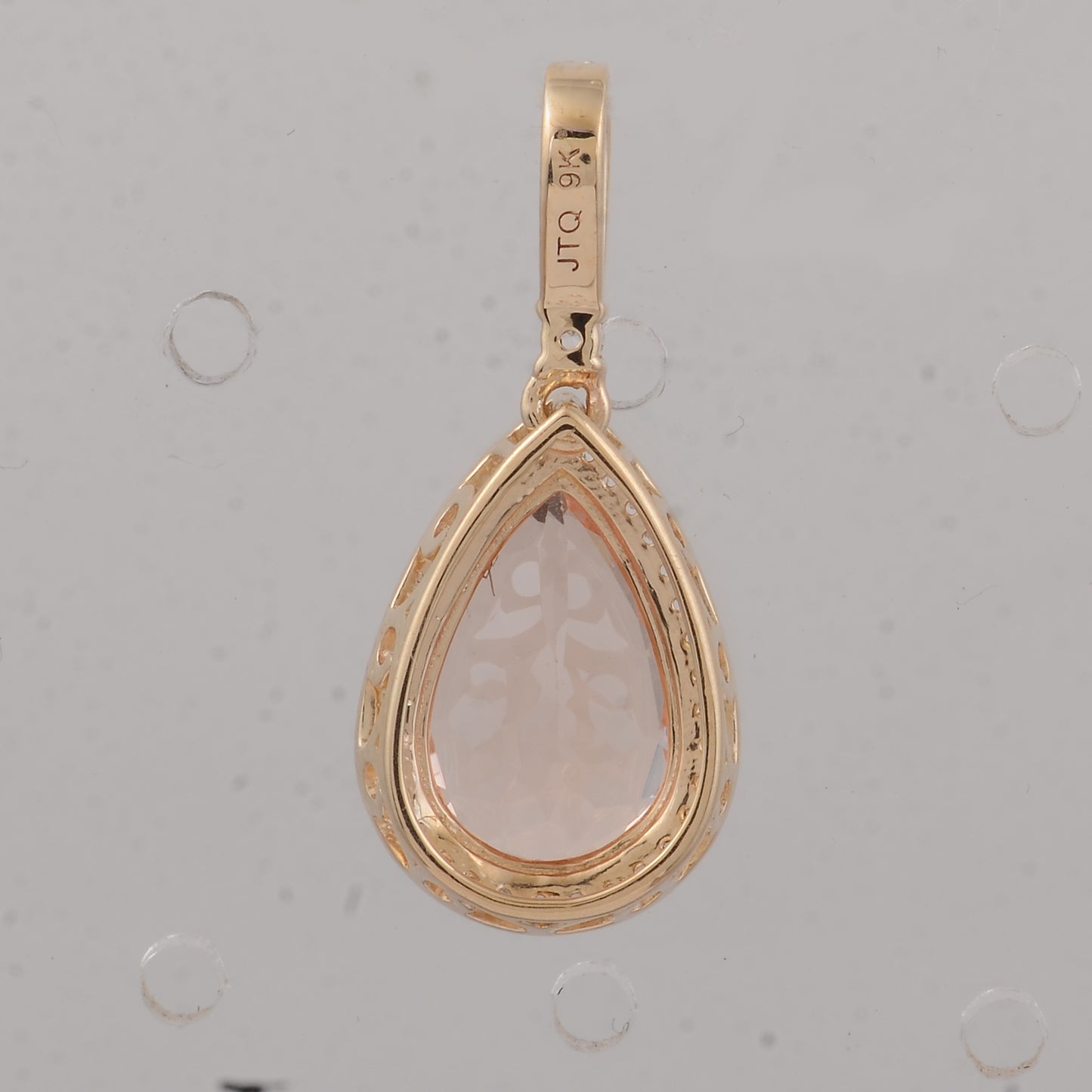 2.81 Ct Pear Morganite 9K Gold Pendant