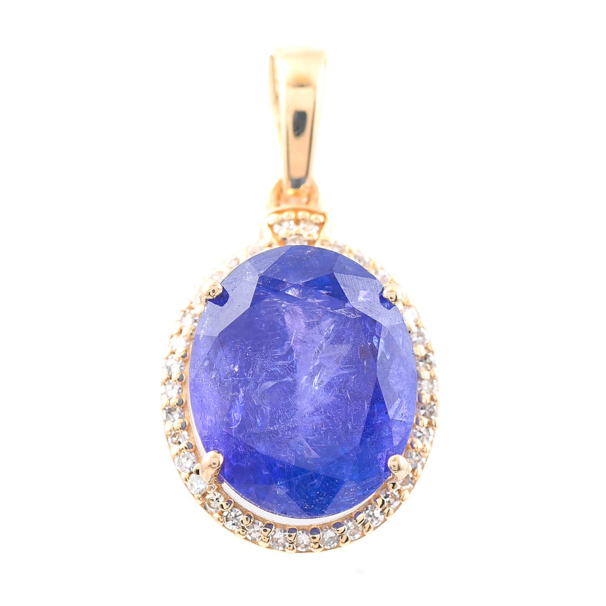 5.11 Ct Oval Mixed Cut Natural Tanzanite 14K Gold Pendant