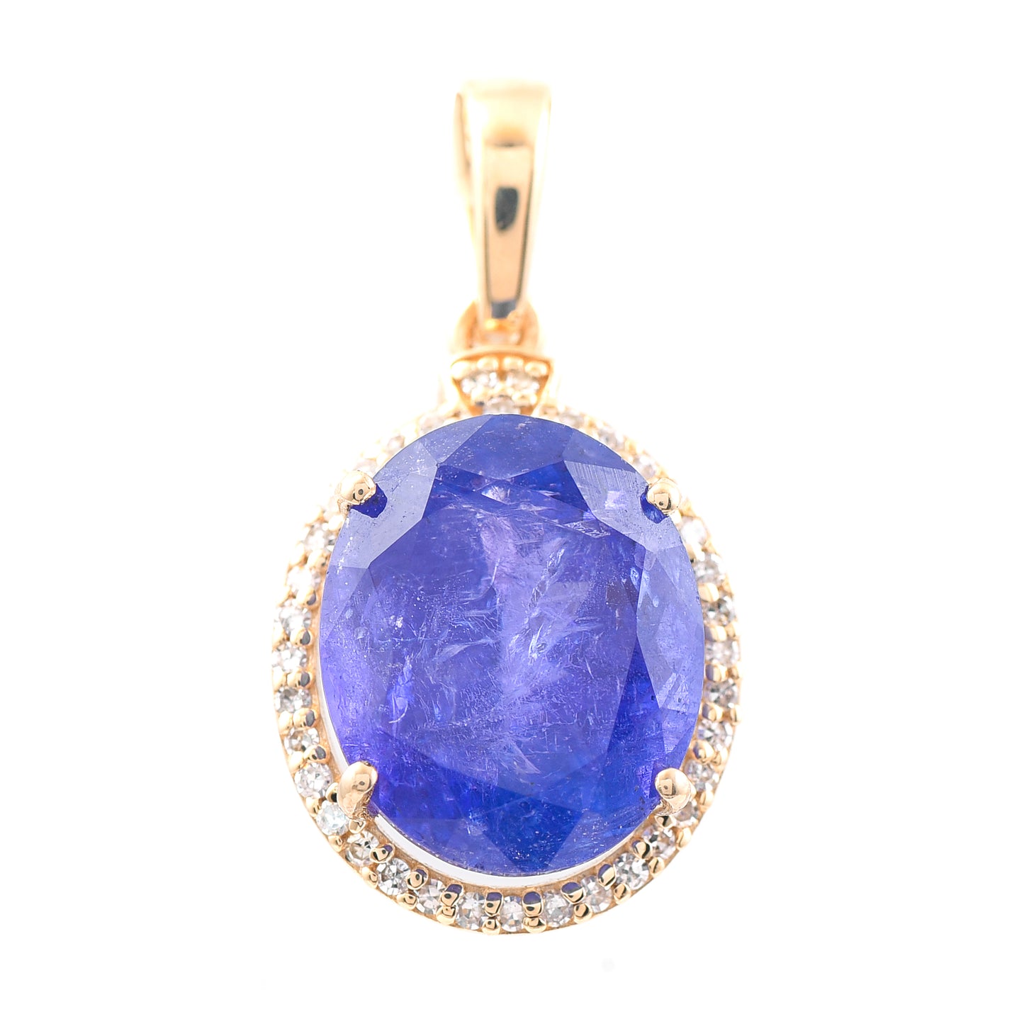 5.11 Ct Oval Mixed Cut Natural Tanzanite 14K Gold Pendant