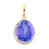 5.11 Ct Oval Mixed Cut Natural Tanzanite 14K Gold Pendant