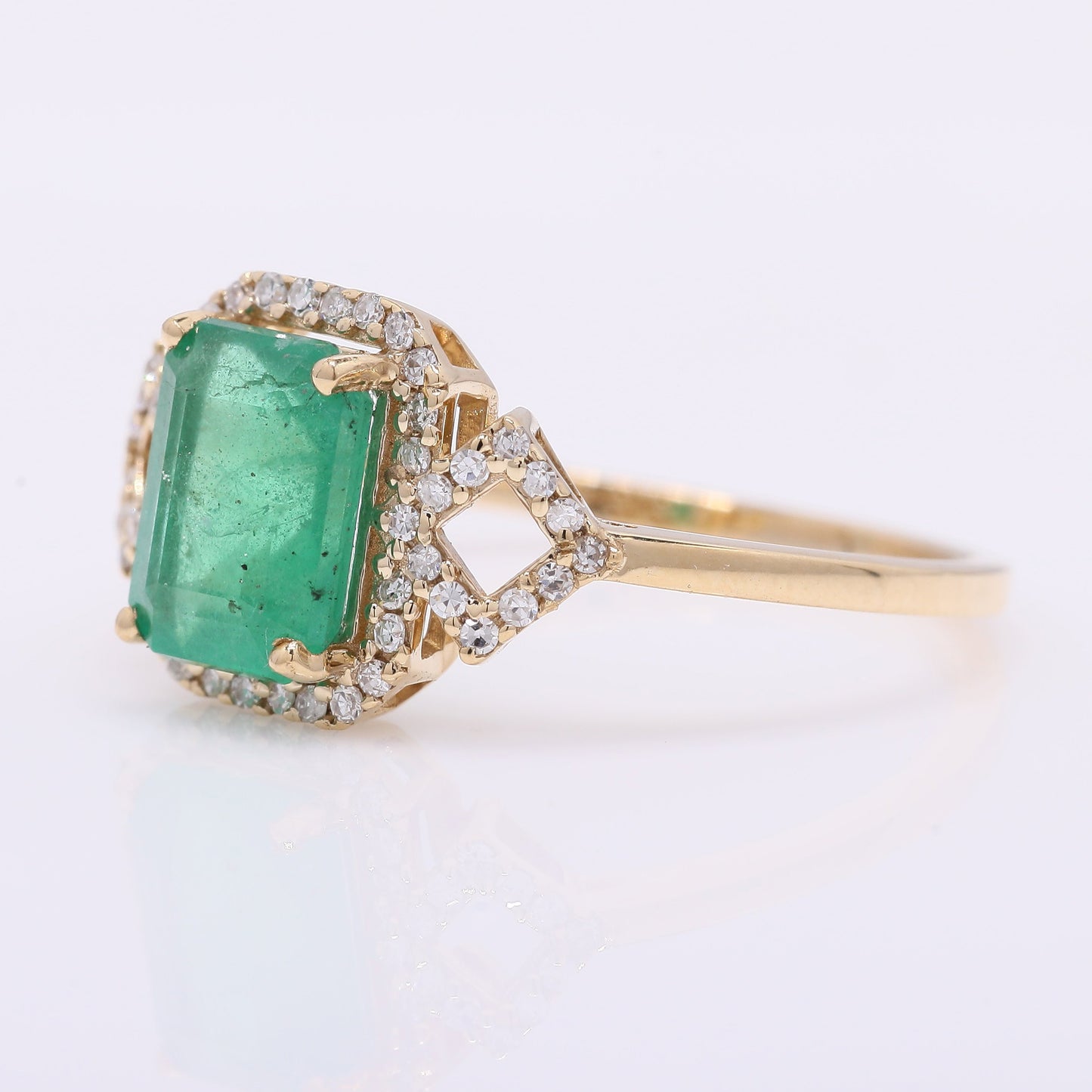 1.54 Ct Octagon Step Cut Natural Emerald 14K Gold Ring